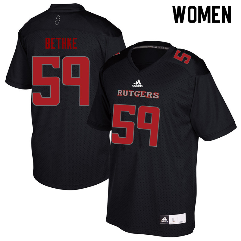 Women #59 Drew Bethke Rutgers Scarlet Knights College Football Jerseys Sale-Black